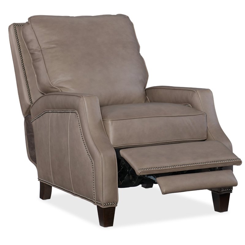 Hooker Furniture Caleigh Leather Recliner in Beige and Natchez Brown
