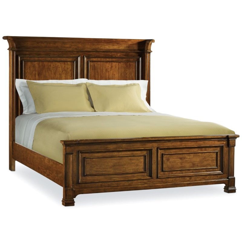 Hooker Furniture Tynecastle King Panel Bed in Medium Wood