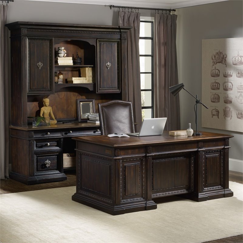 Furniture Treviso Computer Desk And Hutch In Dark Macchiato