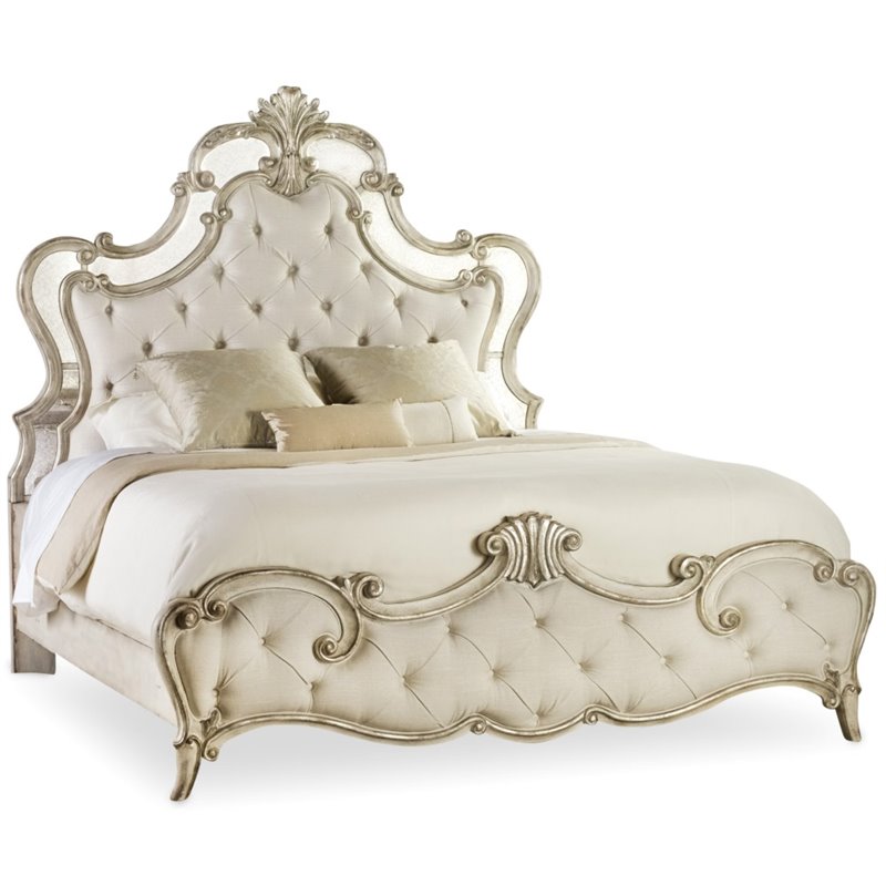 Sanctuary Tufted Queen Fabric Upholstered Bed in Silver by Hooker Furniture