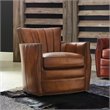 Hooker Furniture Carson Leather Swivel Club Chair in Spice Brown