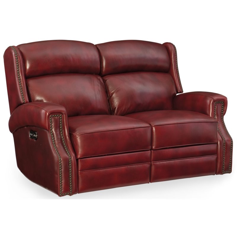 Hooker Furniture Carlisle Leather Power Motion Loveseat in Red SS460