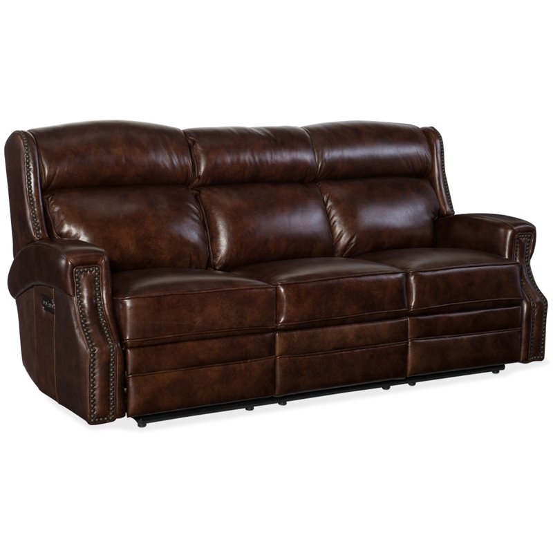 Hooker Furniture Carlisle Leather Power Motion Sofa in Chocolate ...