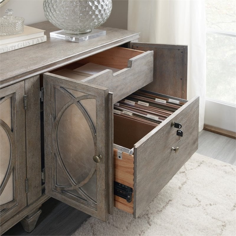 Hooker Furniture Rustic Glam Storage Credenza in Light Wood