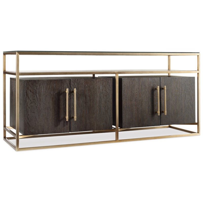 Hooker Furniture Curata 66 Tv Stand In Midnight Brown And Brass