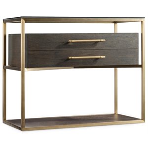 Hooker Furniture Curata Nightstand in Midnight Brown and Brushed Brass