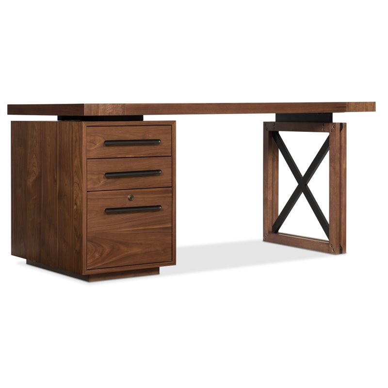 Hooker Furniture Elon 74 Pedestal Writing Desk In Medium Wood