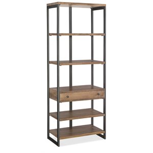 hooker furniture 5 shelf bookcase in medium wood and gray