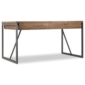 hooker furniture writing desk in medium wood and gray
