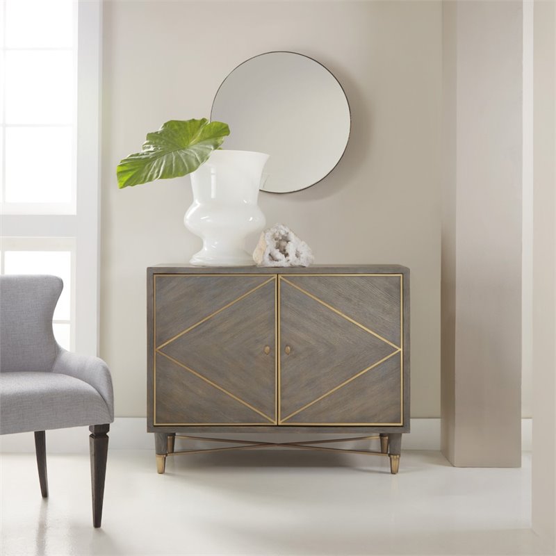 Hooker Furniture Melange Breck Accent Chest in Gray with Gold Accents
