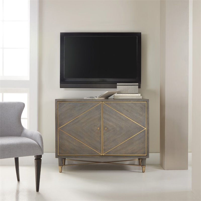 Hooker Furniture Melange Breck Accent Chest in Gray with Gold Accents