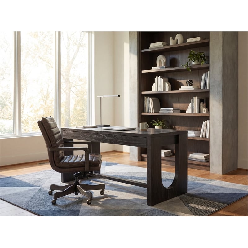 Hooker Furniture Langston Leather Swivel Home Office Chair in Buckaroo