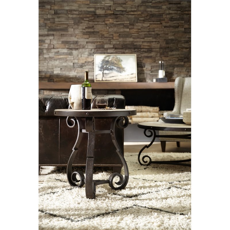 Hooker Furniture Hill Country Luckenbach Metal and Stone End Table