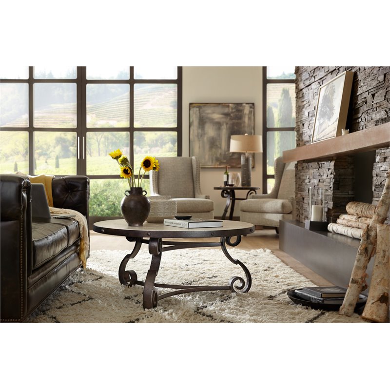 Hooker Furniture Hill Country Luckenbach Metal and Stone End Table