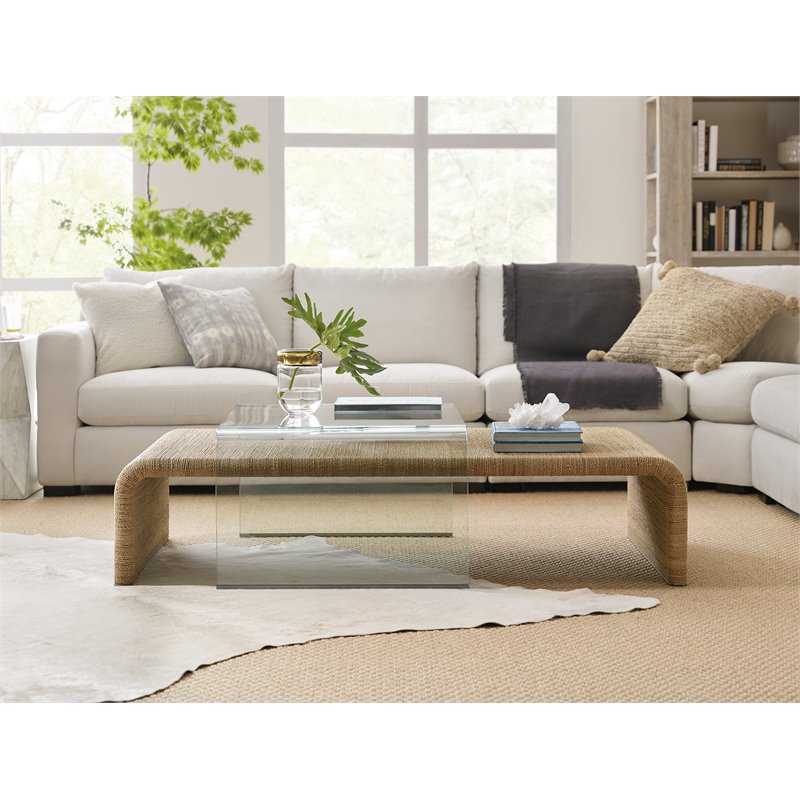 Hooker Furniture Amani Rope and Tempered Glass Top Cocktail Table