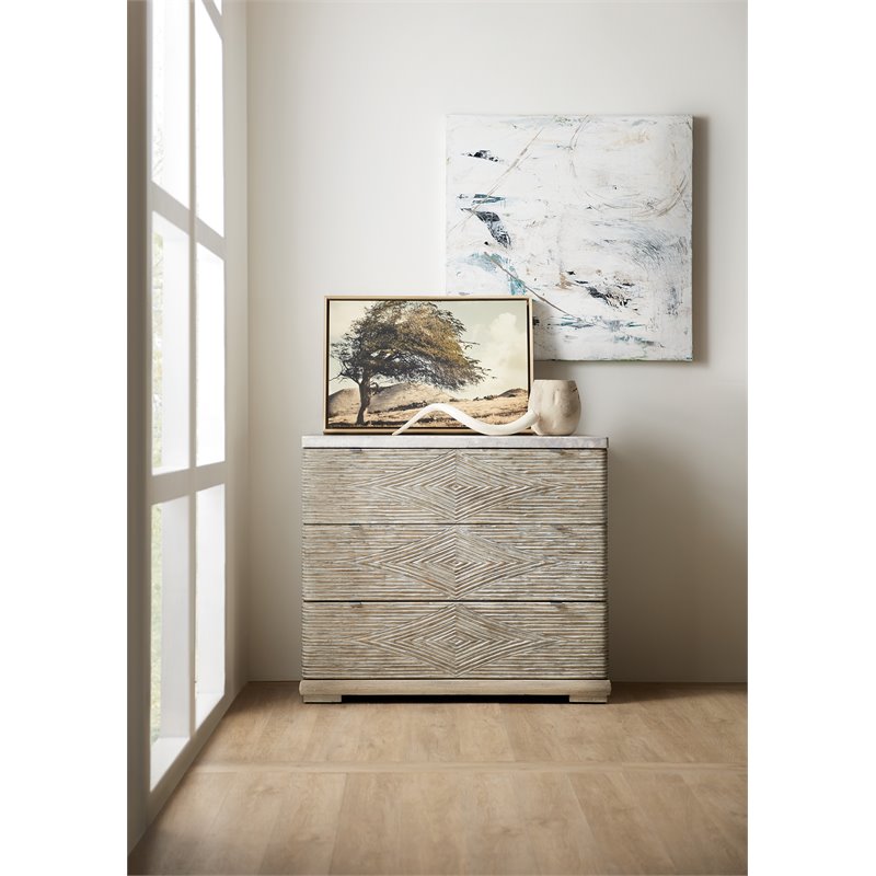 Amani Three Drawer Accent Chest in Beige Wood Finish