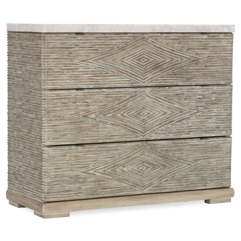 Amani Three Drawer Accent Chest in Beige Wood Finish