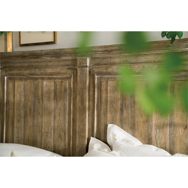 Hooker Furniture Boheme Laurier Solid Wood King Panel Bed in Soft Brown