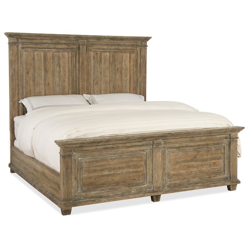 Hooker Furniture Boheme Laurier Solid Wood King Panel Bed in Soft Brown