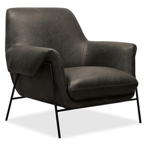 Ambroise Metal Frame Club Chair in Gray Leather by Hooker Furniture