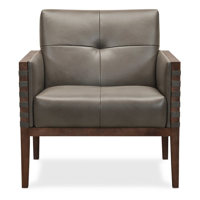 Carverdale Leather Club Chair w/Wood Frame