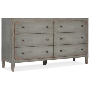 Ciao Bella Six-Drawer Wood Dresser in Speckled Gray by Hooker Furniture