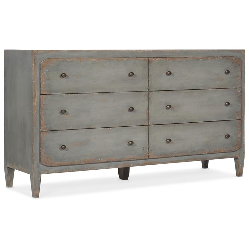 Ciao Bella Six-Drawer Wood Dresser in Speckled Gray by Hooker Furniture
