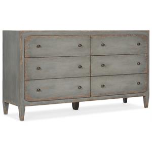 Hooker Furniture Bedroom Ciao Bella Six-Drawer Dresser- Speckled Gray