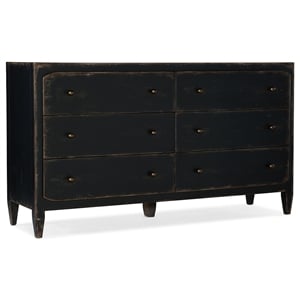 Ciao Bella 6 Drawer Wood Dresser in Distressed Black Finish by Hooker Furniture