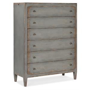 hooker furniture bedroom ciao bella six-drawer chest- speckled gray