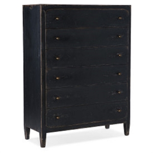 hooker furniture bedroom ciao bella six-drawer chest- black