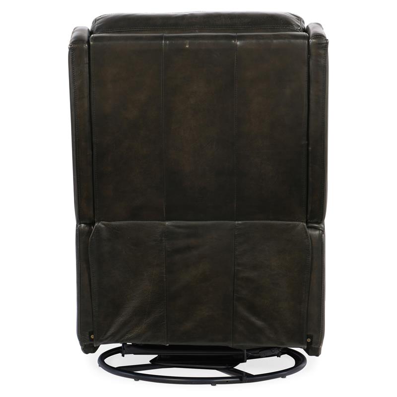 Hooker Furniture Declan Power Swivel Glider Recliner in Dark Brown Leather