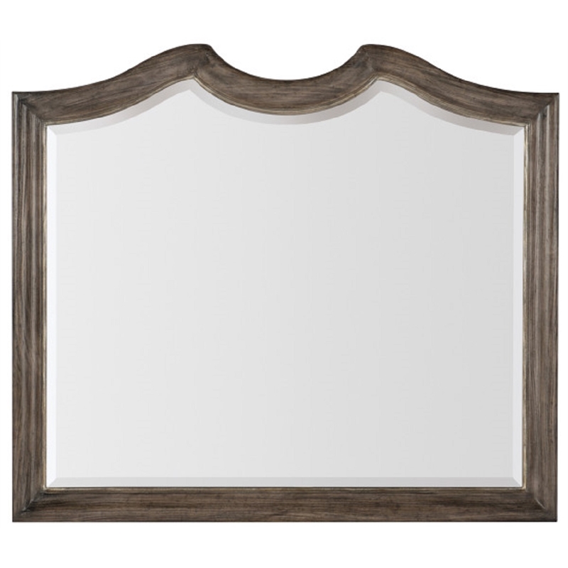 Hooker Furniture Woodlands Wood Frame Beveled Mirror in Heathered Lambswool