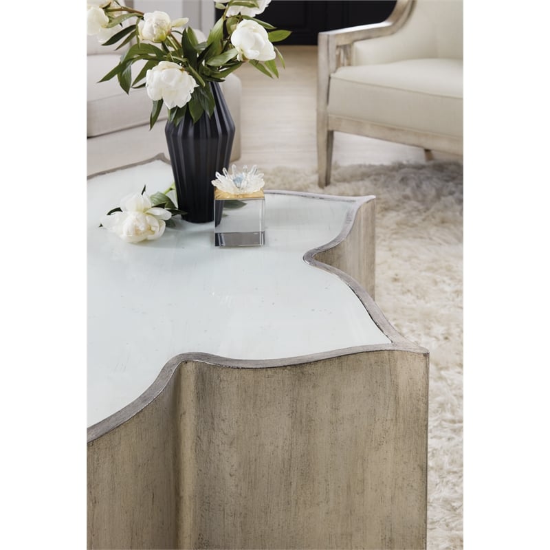 Sanctuary C Est La Vie Painted Glass Cocktail Table in Silver by Hooker