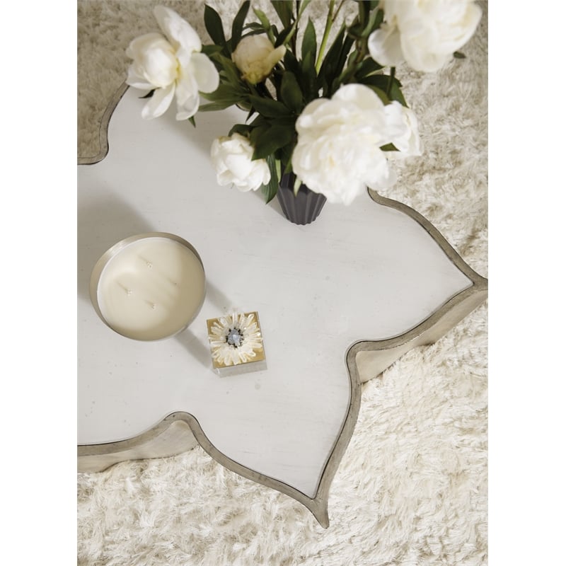 Sanctuary C Est La Vie Painted Glass Cocktail Table in Silver by Hooker