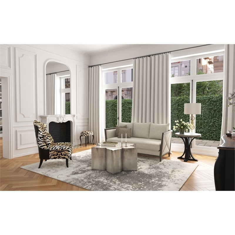 Sanctuary C Est La Vie Painted Glass Cocktail Table in Silver by Hooker
