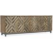 Wood-Door Entertainment Console in Medium Brown w/ Chevron Inlay by Hooker