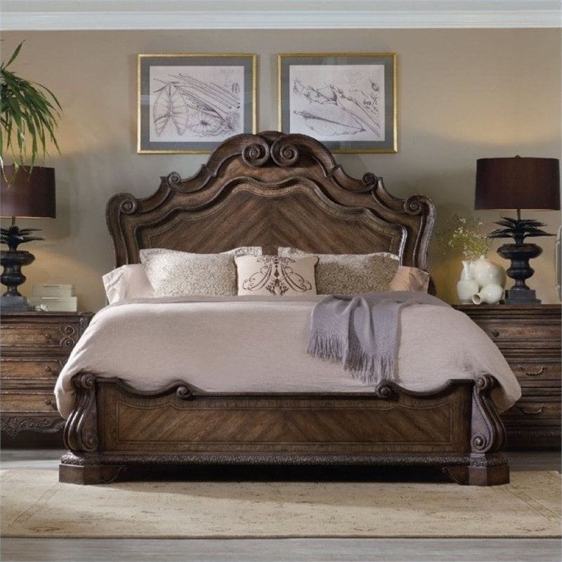 Hooker Furniture Bedroom Rhapsody California King Panel Bed in Rustic Walnut