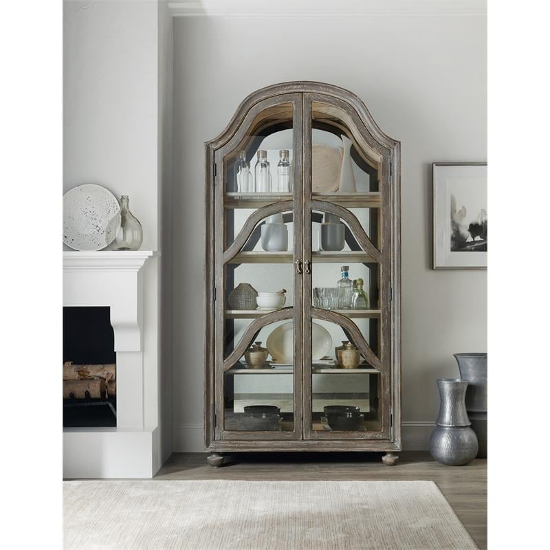 Dining Room Alfresco Costa Display Cabinet in Dark Gray Wood Finish by Hooker