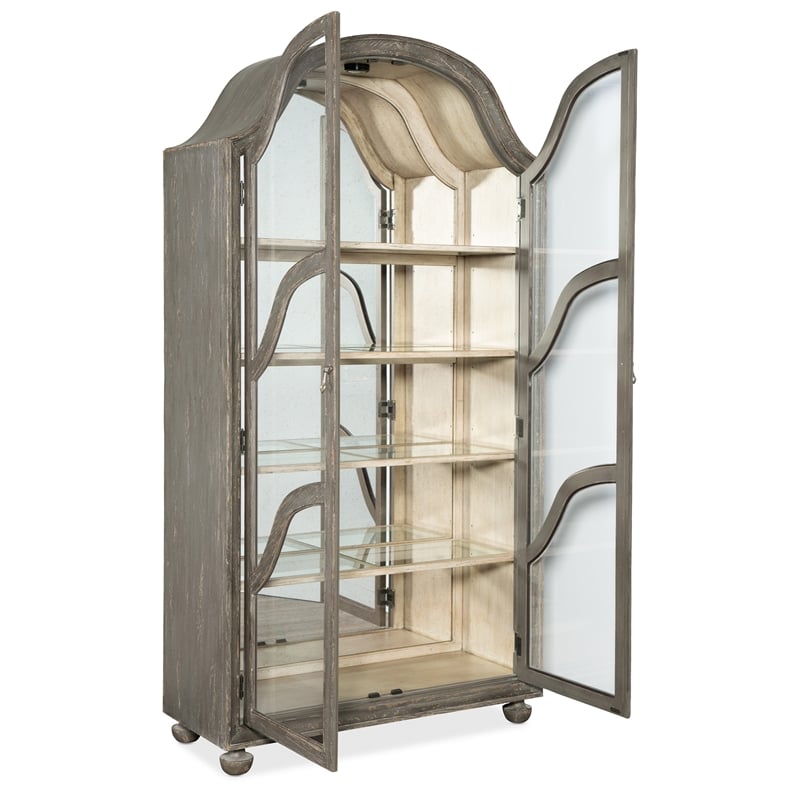 Dining Room Alfresco Costa Display Cabinet in Dark Gray Wood Finish by Hooker