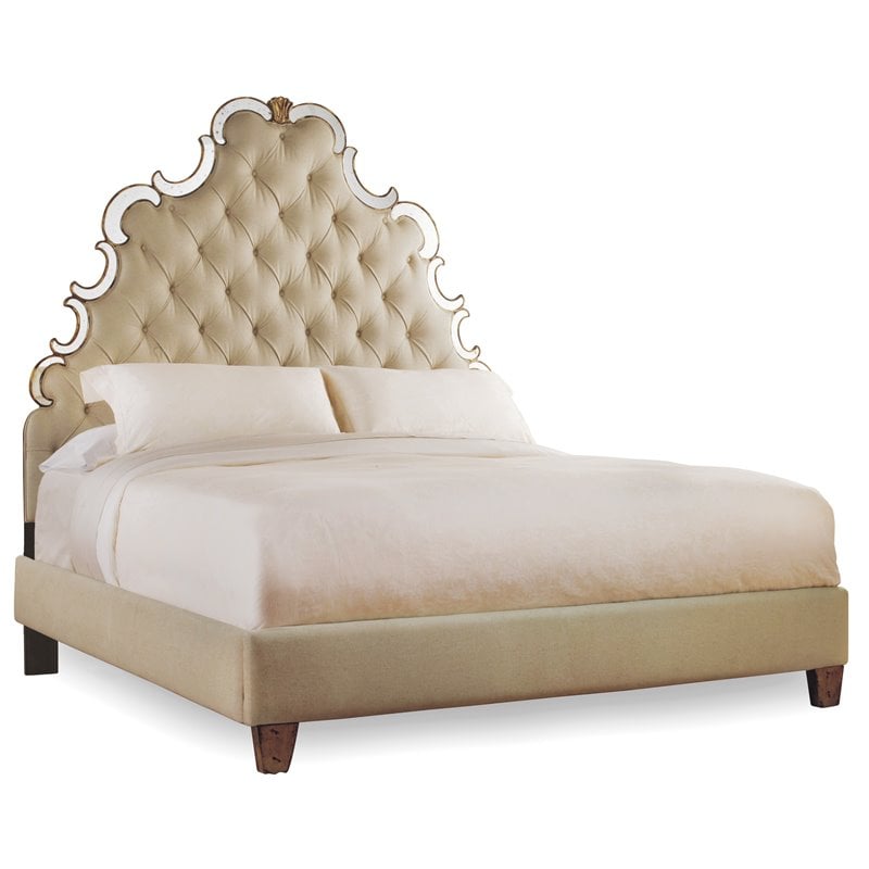Hooker Furniture Bedroom Sanctuary Fabric Tufted California King Bed in Bling