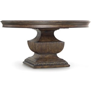 hooker furniture rhapsody round wooden pedestal dining table in walnut