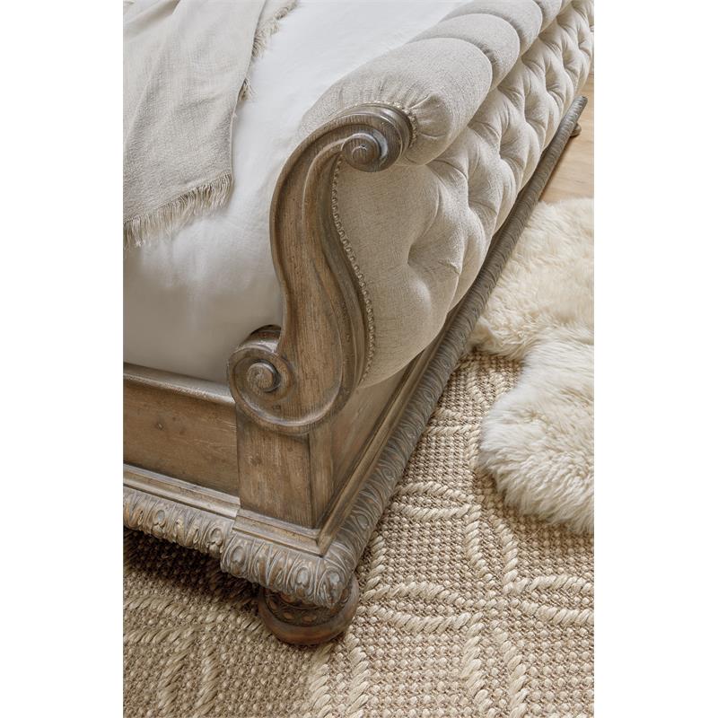 Castella Fabric Upholstered Tufted California King Bed in Off White by Hooker