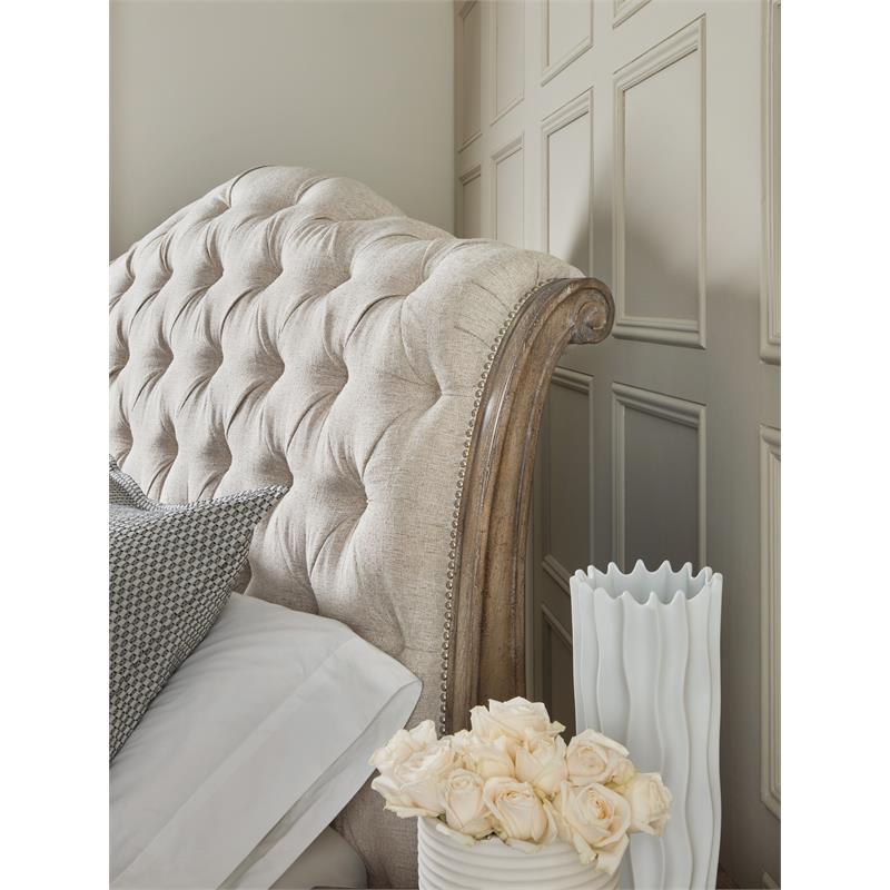 Castella Fabric Upholstered Tufted California King Bed in Off White by Hooker