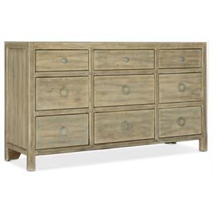 hooker furniture bedroom surfrider nine-drawer dresser