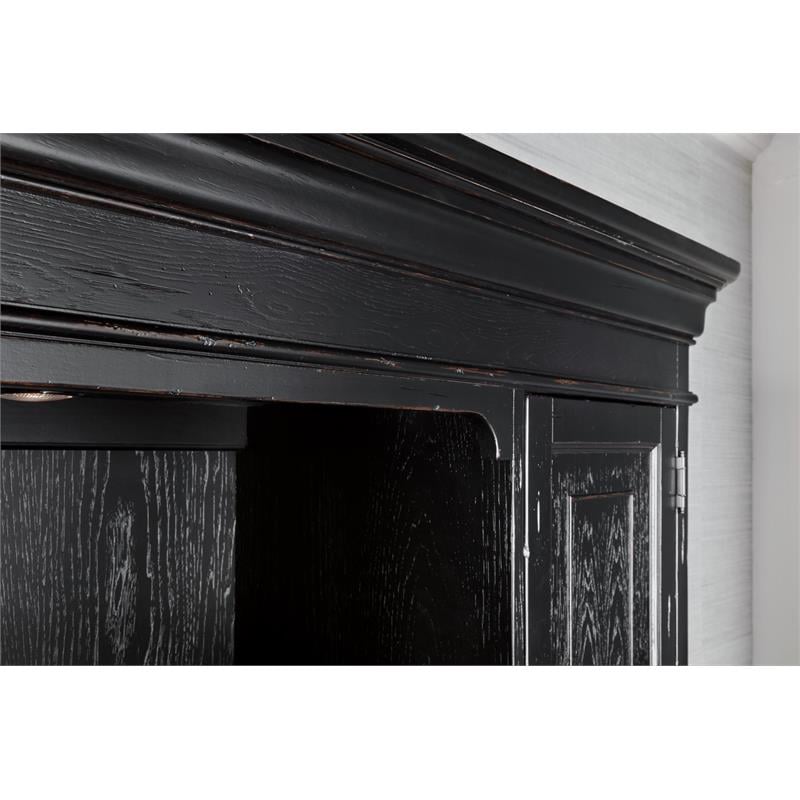 Hooker Furniture Bristowe Pecan Veneers Office Credenza Hutch in Tuxedo Black