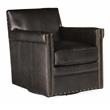 Potter Swivel Club Chair in Dark Brown Leather w/ Nailheads by Hooker Furniture