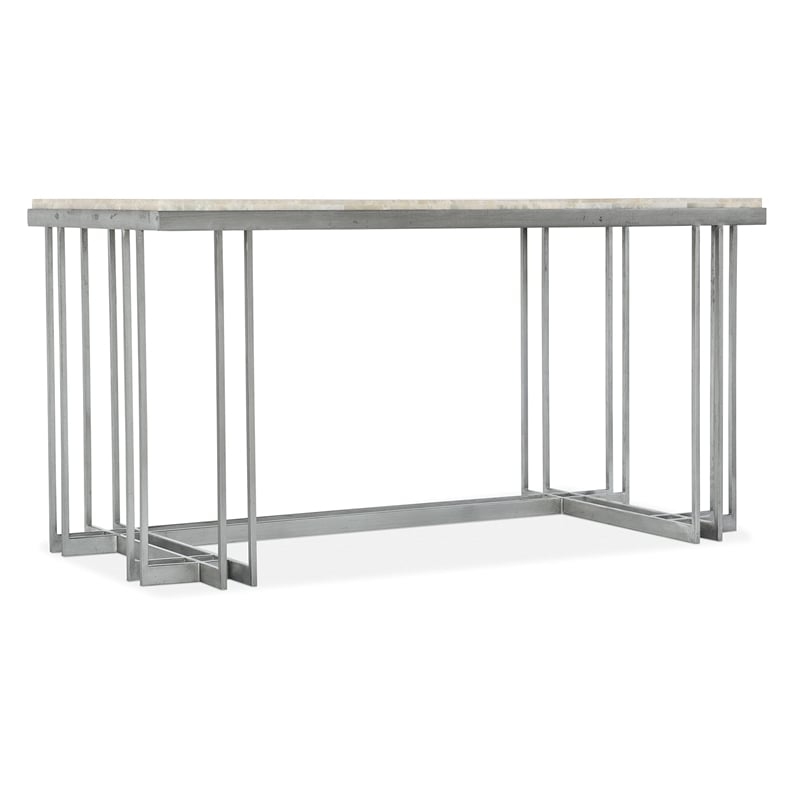 Hooker Furniture Melange Marin Metal Base/Onyx Top Writing Desk in White/Pewter
