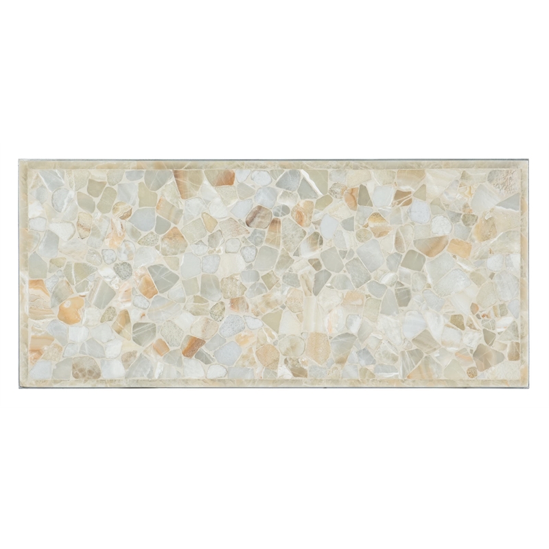 Hooker Furniture Melange Marin Metal Base/Onyx Top Writing Desk in White/Pewter