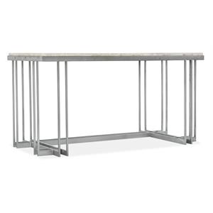 hooker furniture melange marin metal base/onyx top writing desk in white/pewter
